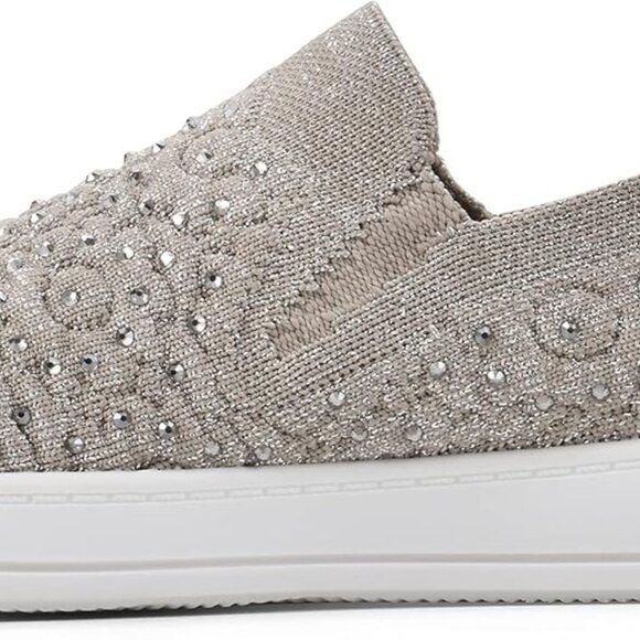 Women's Sneakers Gold Textile Size 9 Cushioned Insole Breathable Flats - Picture 5 of 8